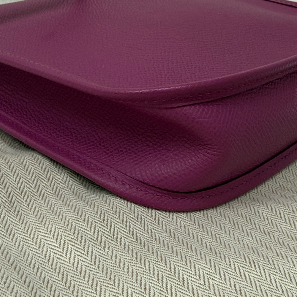 RARE Hermes Purple Evelyn TPM Epsom Mini Shoulder Handbag with ALL Leather STRAP - Picture 8 of 13